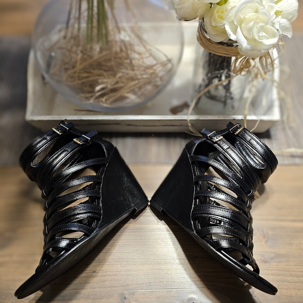 Express Gladiator Strappy Wedge Heels / Sandals - Picture 3 of 16